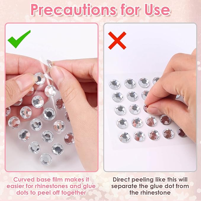 1980Pcs Self Adhesive Clear Rhinestones Stickers, Shynek Stick on Rhinestone Gems face Jewels for Hair, Face, Makeup, Crafts, 6 Sizes