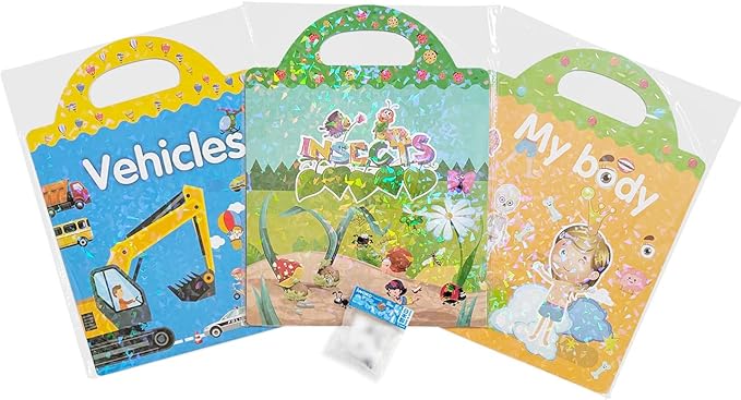 Insects, Vehicles, My Body: Reusable Sticker Activity Booklet Bundle with 1 Mini Collectible Eraser for Ages 3+ (Random Theme) [56143]"