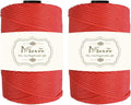 Maxee Premium Polyester Macrame Cord 3 mm × 218 yd (2 Pack),3mm 100% Polypropylene Macrame Cord,Ideal for Crochet, Wall Hangers, Bags, Rugs & DIY Crafts(Red)