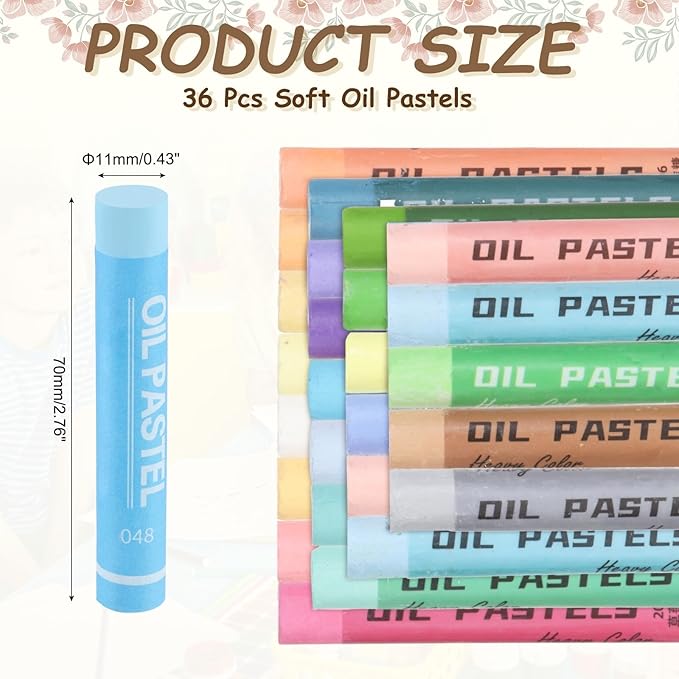 MECCANIXITY Soft Oil Pastels, Oil Pastel Crayons Vibrant Color Blendable Art Supplies for Painting Drawing Blending Painting Artists Beginners Professional(Light Blue, Pack of 36)