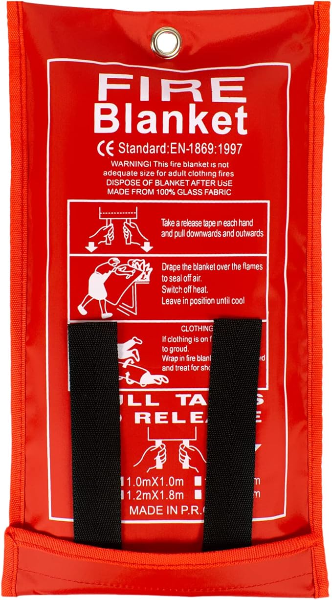 FLASLD Fire Blanket for Home and Kitchen, Fiberglass Fire Blankets Emergency for People, Flame Retardant Protection and Heat Insulation (4 ft x 4 ft)