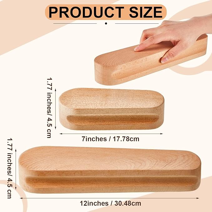 2 Pcs Beech Wood Tailors Clapper Wooden Clapper Sewing Tool Steam Iron Tailor Wooden Clapper for Sewing Quilting Ironing (7 Inch and 12 Inch)