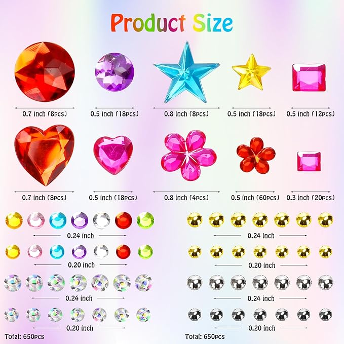 2168pcs Valentines Gem Stickers Rhinestones for Crafts, Sparkling Cute Star Heart Round Small Stickers for Women Adults, Glitter Jewels Stickers for Face Eye Body Makeup, DIY Decoration, WUINOID