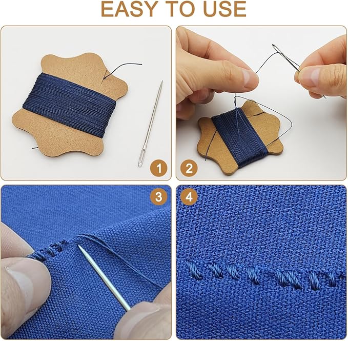 17 pcs Leather Stitching Kit, SourceTon Upholstery Needle and Thread, 6 Colors Thick Sewing Thread for Fabric, Leather, DIY, Clothing, Sewing