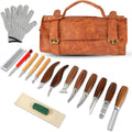 Deluxe Wood Carving Kit, Wood Carving Tools Set, 8Pcs Whittling Knifes&5Pcs Detail Carving Knives with Large Leather Case & Gloves, Wood Whittling Kit for Beginners and Carpenter Experts