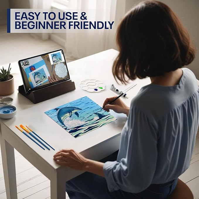 DIY Art Painting Kit for Adults – Learn to Paint Dolphins with Video Tutorials – 9 Pieces Acrylic Paint Set for Adults –Perfect Christmas Crafts & Holiday Gifts for Art Lovers
