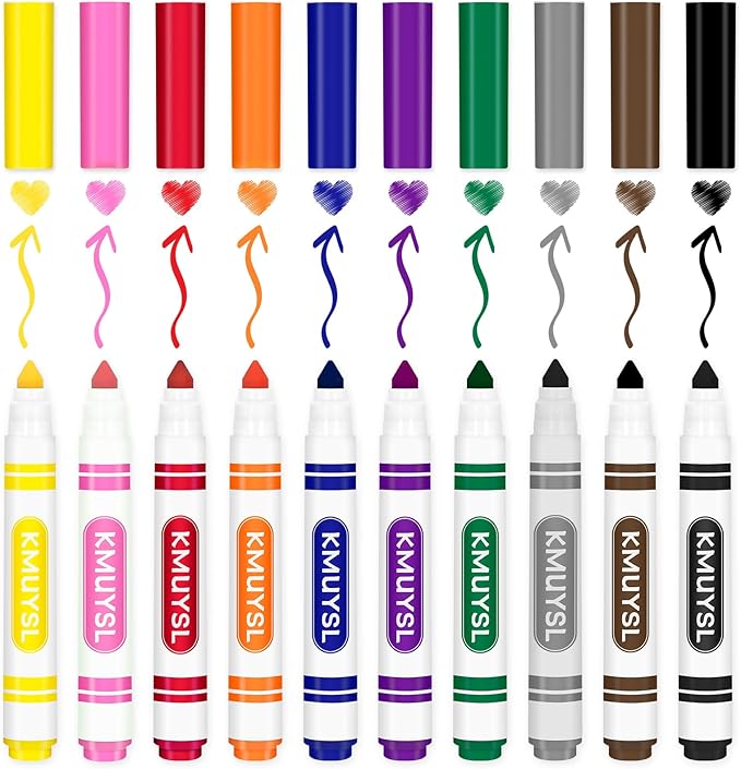 KMUYSL 160 Count Washable Markers Bulk, 10 Assorted Colors - Broad Line Conical Tip Coloring Markers, School Art Supplies & Back to School Essentials, Teacher Classroom Must Haves