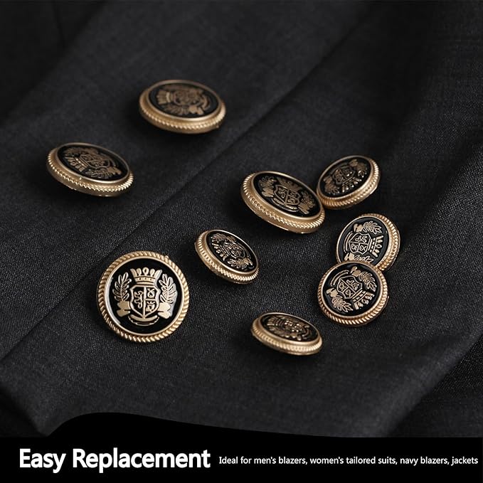 14PCS Gold Blazer Buttons for Men Replacement Buttons Suits Antique Gold Buttons for Blazer 23mm and 18mm Gold Button for Sport Coat, Uniform, Jackets Vintage Blazer Buttons Men