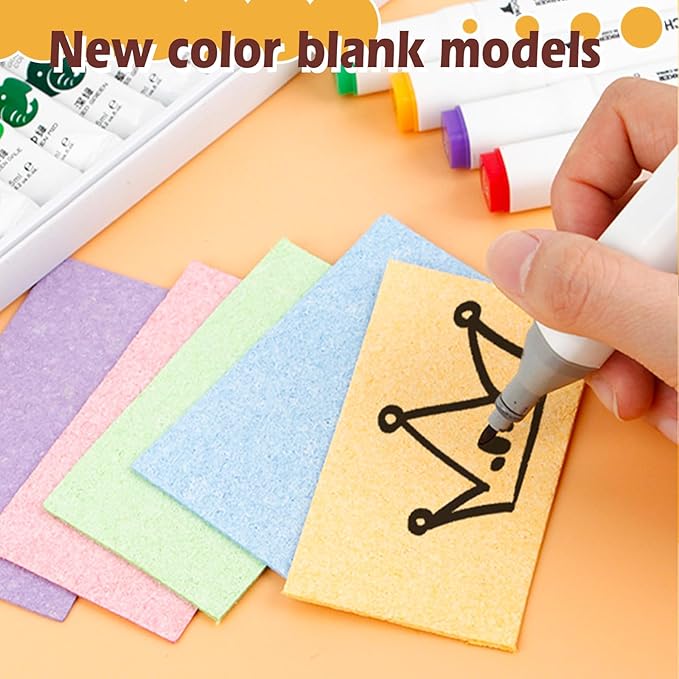 Crystalberry 45 Pcs Magic Foam Texture Painting Kit, Including 30 Pcs Foam Texture Papers, 12 Colorful Pens, 2 Soft-tip Water Pens, 1 Small Easel, for Creative DIY Arts, Crafts and Family Activities