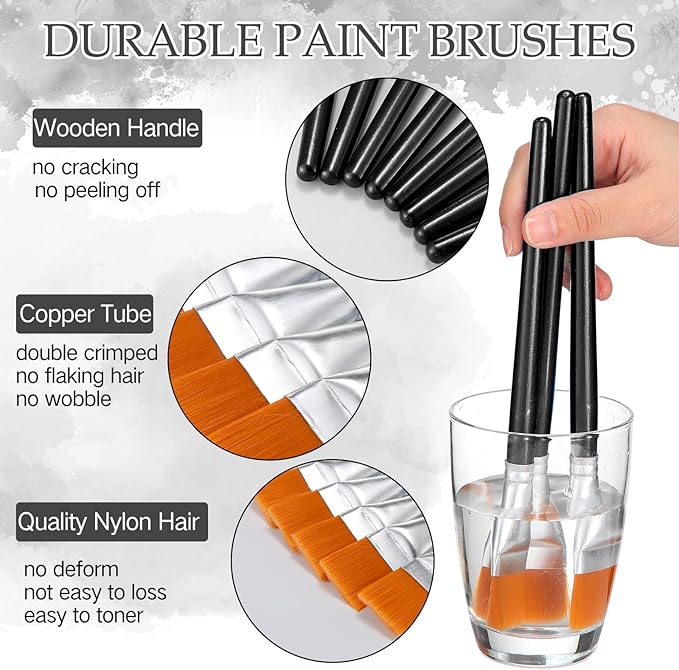 Crtiin 60 Pcs Operation Christmas Bulk Items Paint Brush for Acrylic Painting Paintbrushes Bulk Artist Brush for Detail Watercolor Oil Art(Black,1 Inch)
