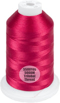 Simthread Trilobal Polyester Thread – 5000M (5500yds) No.40 – Super Sheen, Tangle-Free – Built-in Thread Lock Spool – Compatible with Brother, Singer, Janome & More, Dark Fuchsia-107