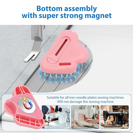 3Pcs Magnetic Seam Guide for Sewing Machine with Seam Rippers, Multifunctional Hemmer Guide with Scale, Stitch Remover Tool, Universal Sewing Accessories and Supplie