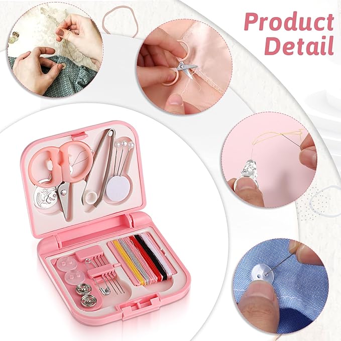 Exclaith 20 Pack Mini Travel Sewing Set Portable Sewing Kit Emergency Sewings Kit Travel Small with Threads Scissors Needles for Women, Mom, Traveler, Adults, Beginner