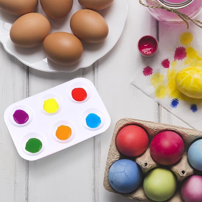 12 PCS White Plastic Paint Tray Palettes, 6 Well Rectangular Watercolor Oil Palette for Kids, Adult, Student Artist Craft Palettes,Painting Tray for Painting Party, DIY Craft and Art Painting