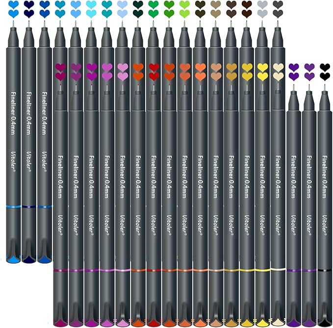 Vitoler 36 VIBRANT Colored Pens, Fine Tip Journal Planner Pens,Drawing Marker Pens for Writing Journaling Planner Coloring Book Sketching Taking Note Calendar Art Projects Office Supplies