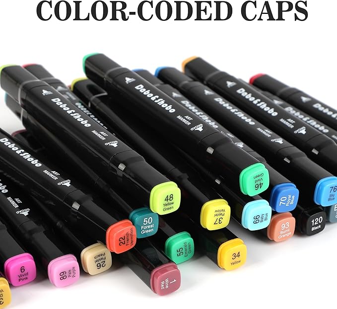 Dabo&Shobo 24 Colors Drawing Markers, Dual Tip Art Markers, Coloring Marker For Adult Sketching And Coloring