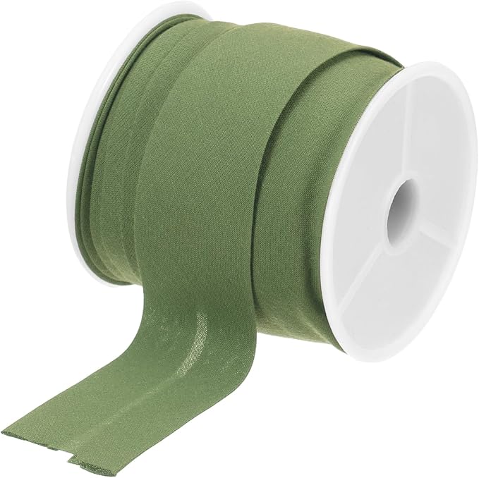MECCANIXITY 1 Inch Single Fold Bias Tape Cotton Continuous Bulk Bias Tape for Sewing, Seaming Quilting Hemming Binding Crafts (Light Green 10 Yards)