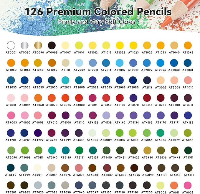 Arrtx 126 Colored Pencil Set Soft Core Coloring Pencils for Adult Color Drawing Blending Shading Sketching, Coloring Pencils Art Supplies for Artists Adults Beginners
