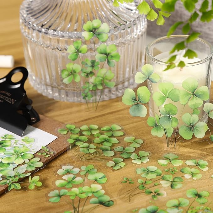 120PCS Green Botanical Leaf Scrapbook Stickers - Aesthetic Plant Leaves, Foliage, Nature Greenery Stickers for Scrapbooking, Journals, Planners, Art Projects