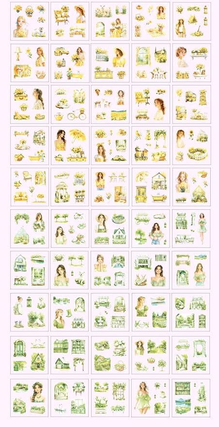 MAFELOE 100 Sheets of Box Set PET Scrapbook Stickers, Aesthetic Deco Junk Journaling Supplies for Planner Art Collage-Season Series-Pink (HZ-M4-HKSJ)
