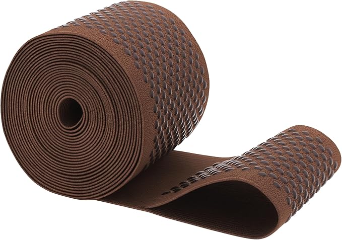 Mandala Crafts 3 Inch Elastic Silicone Gripper Tape for Clothing - 5 Yds Dotted Non Slip Elastic Band for Sewing - Brown Silicone Flat Fabric Stretchy Ribbon Straps