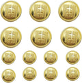 14 Pieces Gold Metal Blazer Button Set 18mm 23mm for Blazers, Suits, Sport Coats, Sewing, Uniform, Jackets (MBM44)