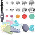 TSV Cover Button Kit with Tools, 100Pcs 5 Sizes Covered Buttons Fabric Template & 8Pcs Quilting Fabric Square Set for DIY, Clothes, Sweaters, and Crafts