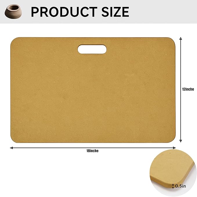 Wooden Wedging Board for Pottery - Clay Mat and Sculpting Tool for Handbuilding, Ceramics, and Crafting - Pottery Accessories for Adults (18inx12in)