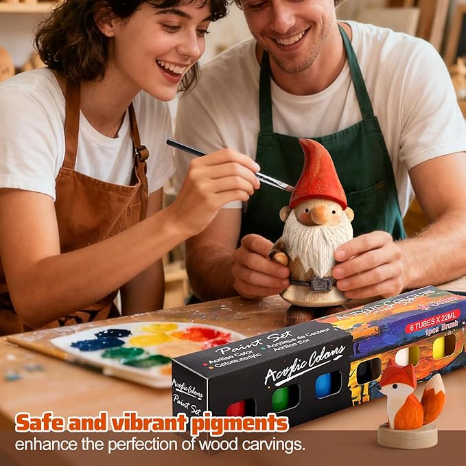 Wood Carving Kit - Whittling Kit with Wood Blocks and Paint Set - Carving Tools for Beginners - Hobbies for Women and Men - Arts and Crafts for Adults & Kids - Gift for Girls and Boys