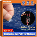 320 Pcs Removable Gel Glue Putty for Museum Action Figures, Clear Earthquake Putty Adhesive Dots, Sticky Tack for Wall Hanging, 0.31x 0.51 Wax Mounting Tape