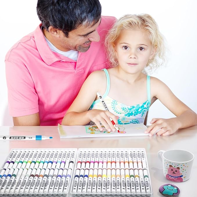 M&G 64 Colors Acrylic Paint Pens Markers Stocking Stuffers，with Medium Tip, Christmas Gifts for artists，Paint Markers for Rock Painting, Stone, Wood, Calligraphy, Canvas