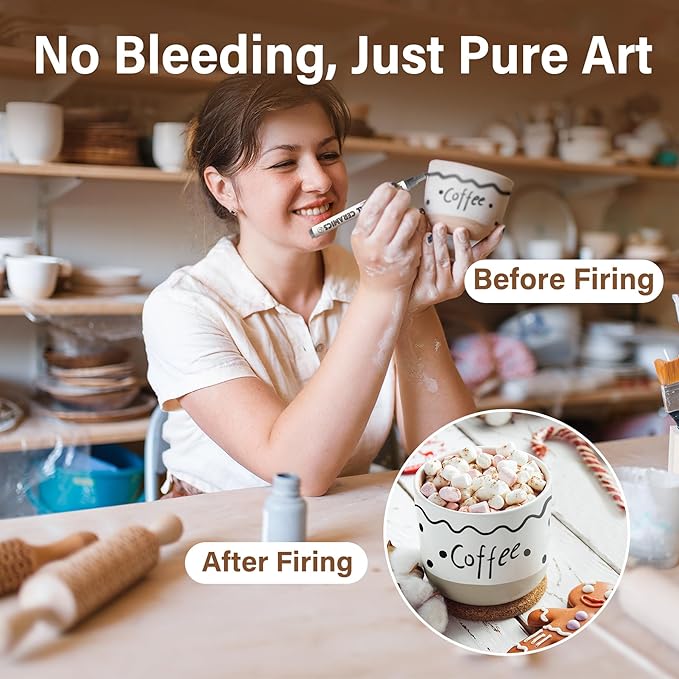 Underglaze Pen for Ceramics, Underglaze Marker for Pottery Glaze, Pottery Pen, Porcelain, and DIY Ceramic Decorating-Red（Classic Hard Tip-1PK）