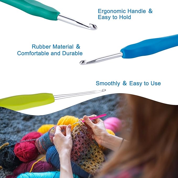 Vodiye Professional Extra Long 3.5mm Crochet Hooks Set, Ergonomic Handle, Perfect for Beginners and Experienced Lovers