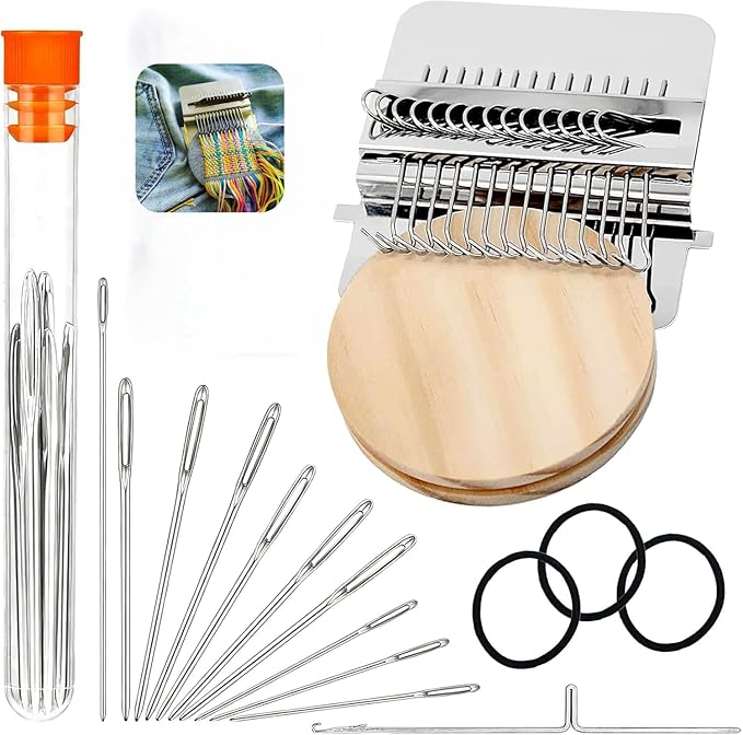 Knitting Kit for Beginners, Portable Patch Darning Kit, Patchwork Weaving Tool Set for Quickly Sewing Repair, Sewing (14 Hooks)