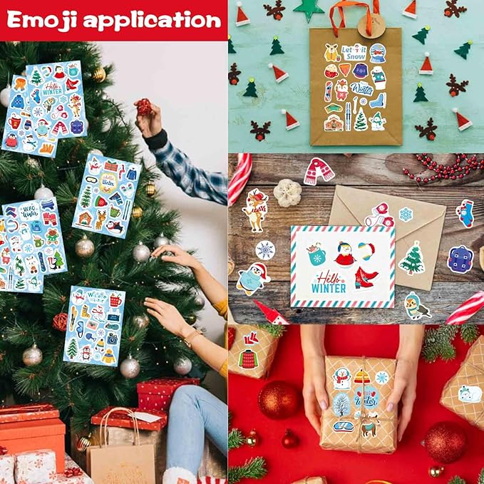 564 PCS Winter Stickers for Kids, Hello Winter Theme Stickers with Christmas Tree Snowman Snowflake Penguin, Winter Holiday Stickers for Gifts Christmas Party Favors