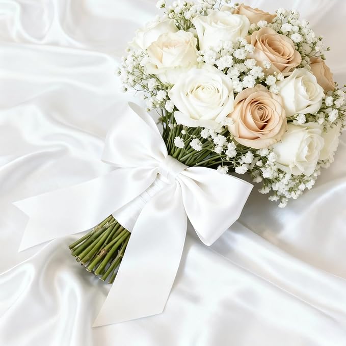 1-1/2" x 100 Yards Satin Ribbon - Wide Silk White Ribbon with Spool - Ideal for Gift Wrapping, Floral Bouquets, Crafts, Wedding Party Decorations, Christmas and Sewing Projects