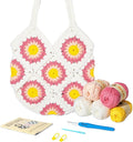 Yeezhee Crochet Kit for Advanced or Intermediate Beginners, Crochet Bag Kit with Step-by-Step Video Tutorials, Granny Square Crochet Tote Bag Set, Knitting Kit Including Yarn, Crochet Hook, Daisy