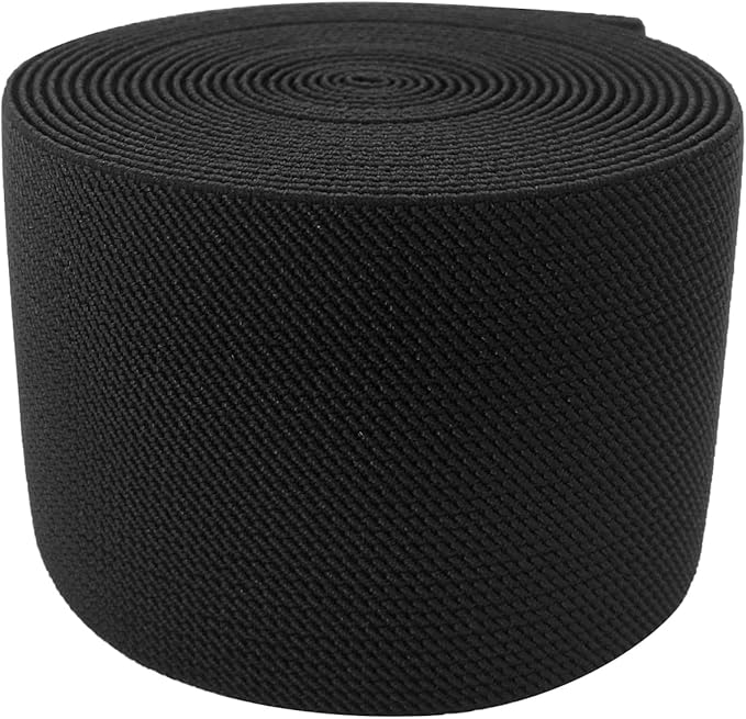 Black Wide Knit Elastic Band for Sewing 3 inch 5yards Double-Side Twill Woven Elastic Heavy Stretch Elastic Spool Band for Pants Waist-Wigs-Skirts-Craft-DIY Projects