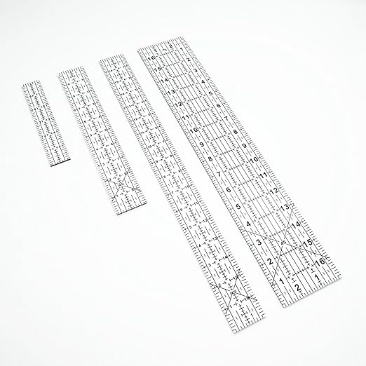 Sewing Rulers,Quilting Rulers Fabric Cutting Ruler 4pcs(1x6,3x17,1.5x17,1.5x10inch)