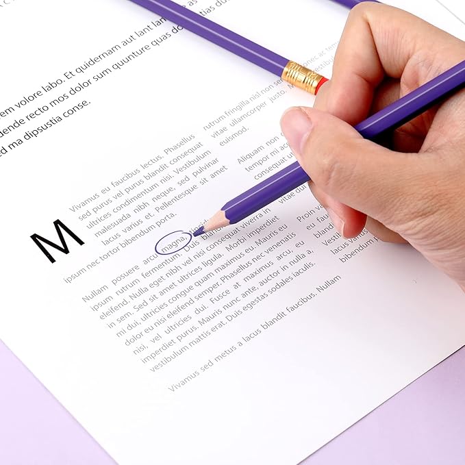 Zhanmai 24 Pieces Purple Pencils with Eraser Pre-sharpened Erasable Checking #2 HB Pencils with Erasable Tops for Writing Drawing Checking Coloring Tests Grading Map Coloring Editing Office Favors