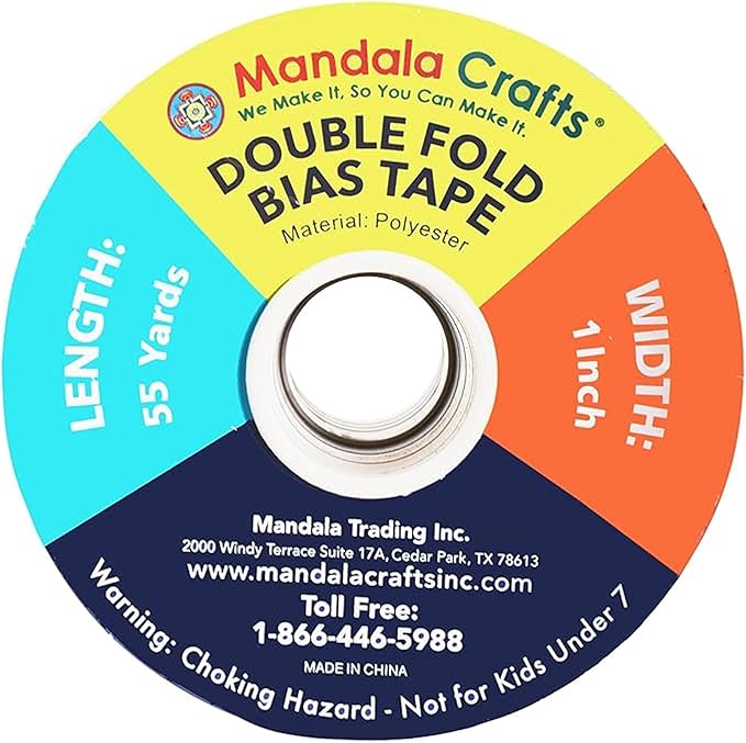 Mandala Crafts 55 Yards 1 Inch Neon Pink Double Fold Bias Tape for Sewing - Bias Binding Tape for Quilting Binding, Hemming, Seam, and Fabric Piping