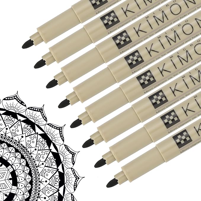 PATIKIL Micro Pen Fineliner Pens, 8Pcs 1mm Medium Point Drawing Pens Waterproof for Archival Artist Calligraphy Illustration Journaling Sketch, Black