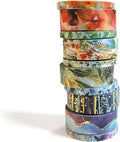 Paper House 10 Piece Foil Accent Washi Tape Pack with 5 15mm Rolls and 5 5mm Rolls - Watercolor Flora