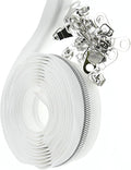 #5 Silver Metallic Nylon Coil Zippers by The Yard, Bulk White Tape 10 Yards with 25Pcs Pulls for DIY, Sewing, Craft, Bags YIGUANXIN