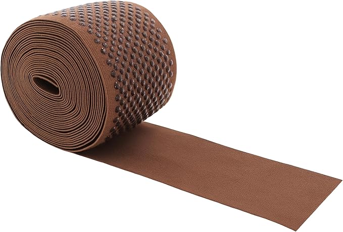 Mandala Crafts 2.5 Inch Elastic Silicone Gripper Tape for Clothing - 5 Yds Dotted Non Slip Elastic Band for Sewing - Brown Silicone Flat Fabric Stretchy Ribbon Straps