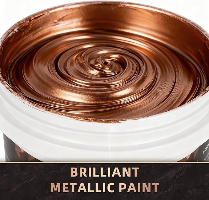 Falling in Art Copper Metallic Acrylic Paint, 33.8 Oz Heavy Body Copper Leaf Paint, Non-Toxic Art Paints for Metal, Furniture, Canvas, and DIY Crafts