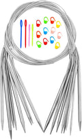 Circular Knitting Needles Set,9 Pack Round Long Stainless Steel Knitting Needles Kit (39 Inch/100cm),9 Sizes from 2mm-6mm,with Small Tools for Beginners,Making Sweater,Scarf,Blanket