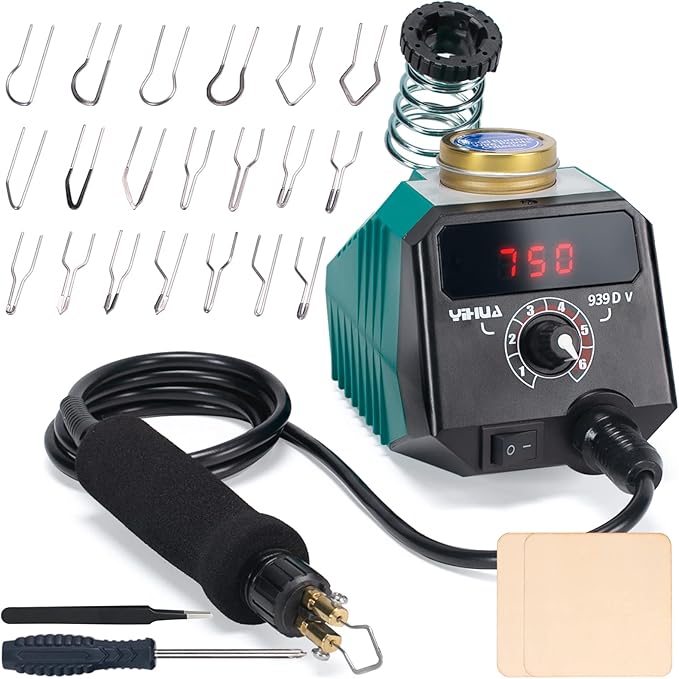 YIHUA 939D-V Wood Burning Kit with Digital Display with 20 Wire Nibs, Detachable Wood Burning Pen, 2 Wood Pieces, Tweezers used as Wood Burning Tool