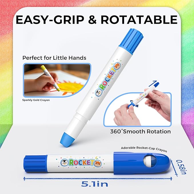 JUPITEARTH 18 Colors Rocket Tempera Paint Sticks with 120 PDF Coloring Pages, Quick Drying, Non-Toxic and Washable Paint Sticks for Kids and Students, Art Supplies for Drawing on Paper and Canvas