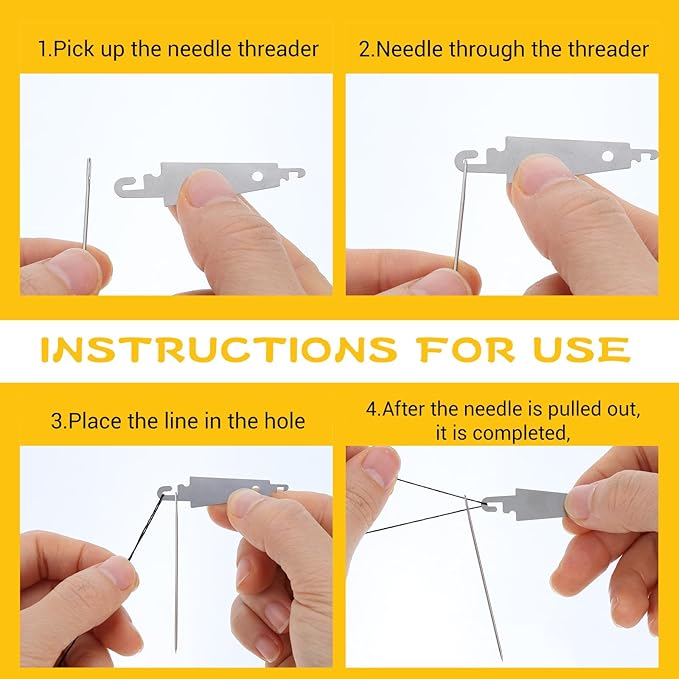 ADLABLD 74Pcs Big Eye Steel Needle Sewing Tool Set, Portable Hand Sewing Kit for Adults Beginners, Include Steel Needles, Reels of Thread, Seam Ripper, Needle Threader, Thimbles, for Mending Clothes